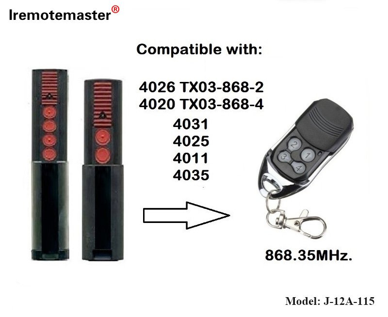 Fyrir 4020 4026 TX03-868-4 fjarstýringu 868mhz TX03-8-4 Rolling Code