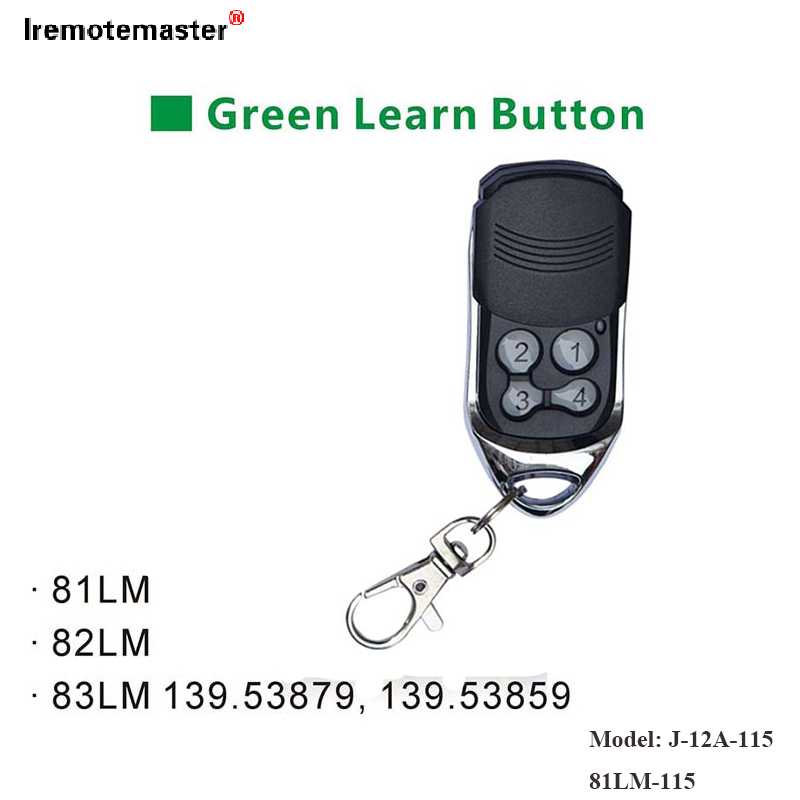 Fyrir 81LM 82LM 83LM Green Learn Button Bílskúrshurðar fjarstýrandi opnari 390MHz