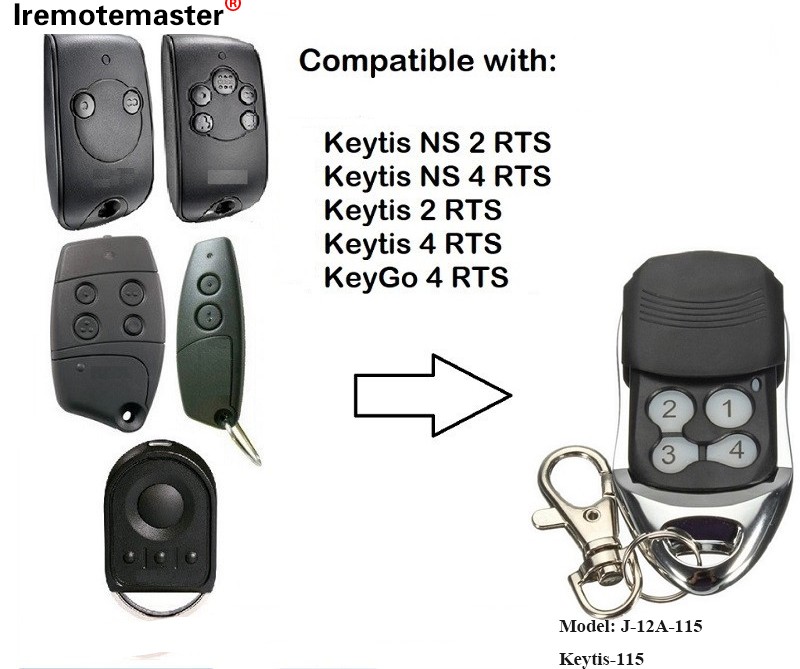 Fyrir Keytis NS 2 RTS Keytis NS 4 RTS Bílskúrshurðarfjarstýring 433,42MHz