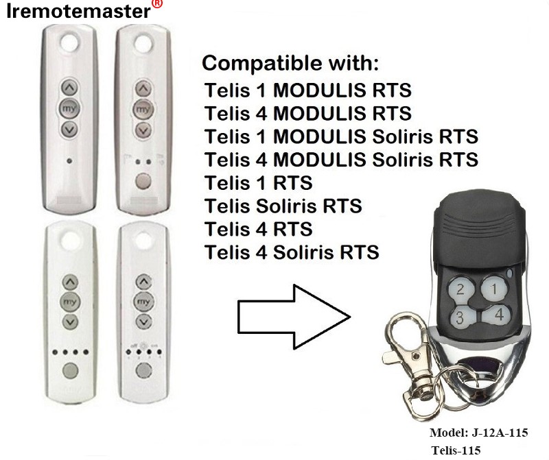 Fyrir Telis 1 RTS Telis Soliris RTS 4 RTS bílskúrshurðarfjarstýring 433,42MHz